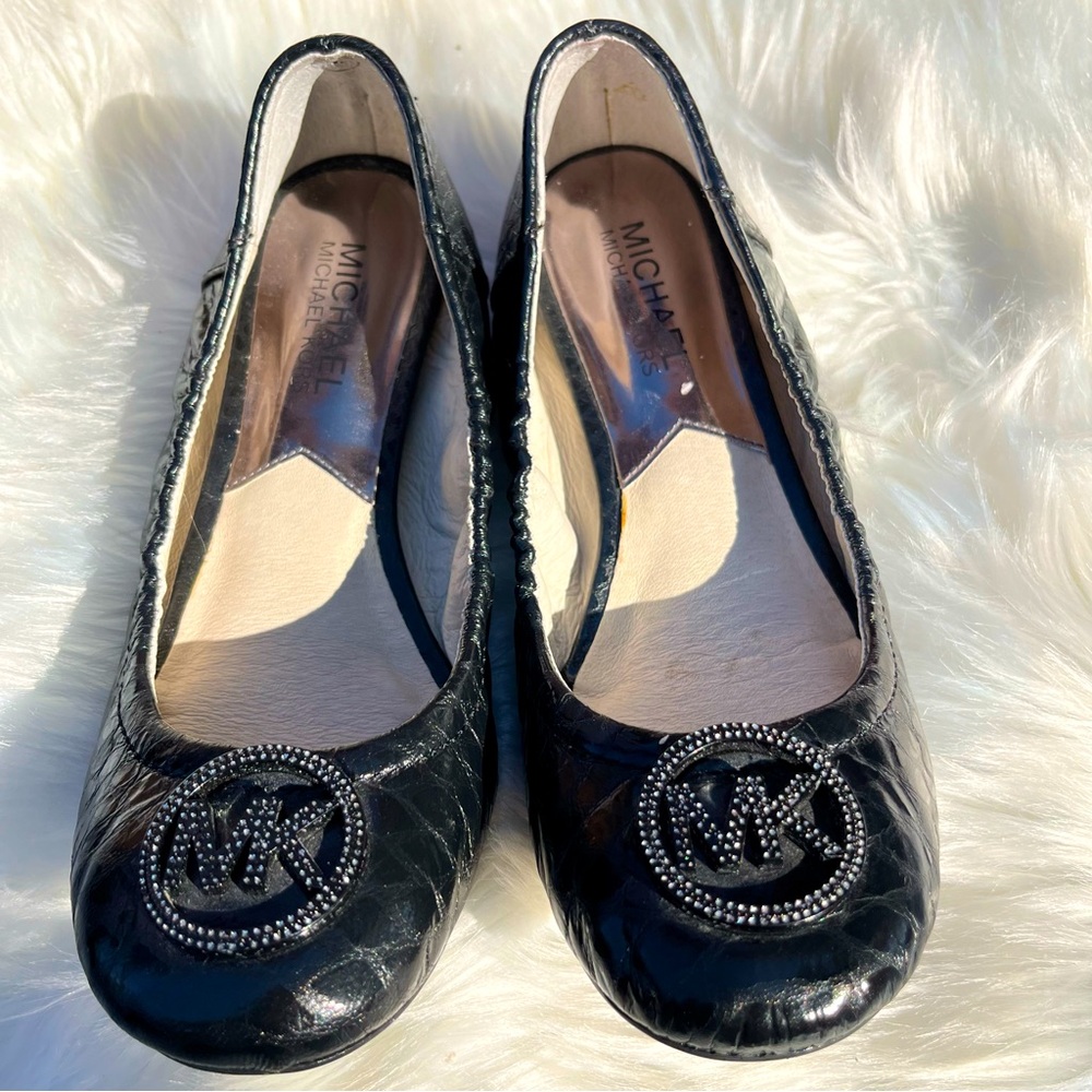 MICHAEL Michael Kors Fulton Black Quilted Leather Ballet Flats